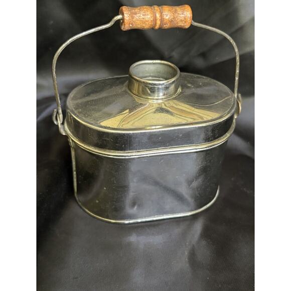 Antique Salesman Sample Miner's Lunch Box 3" Tall x 3.5" Wide Wooden Handle - Picture 7 of 16